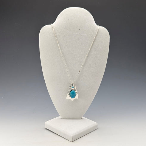Vintage sterling silver turquoise pendant and sterling silver necklace